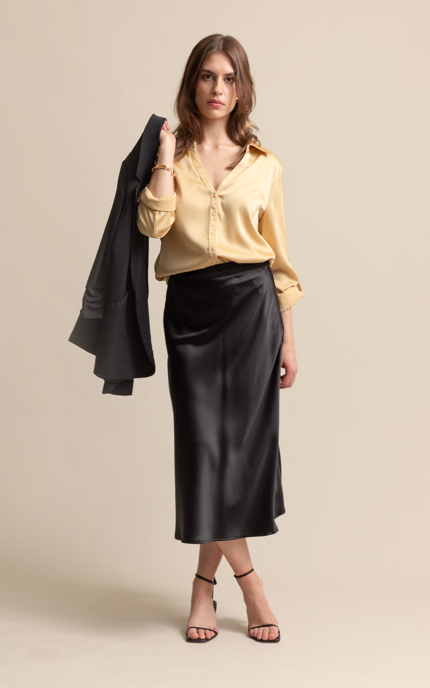 Black silk skirt nz sale