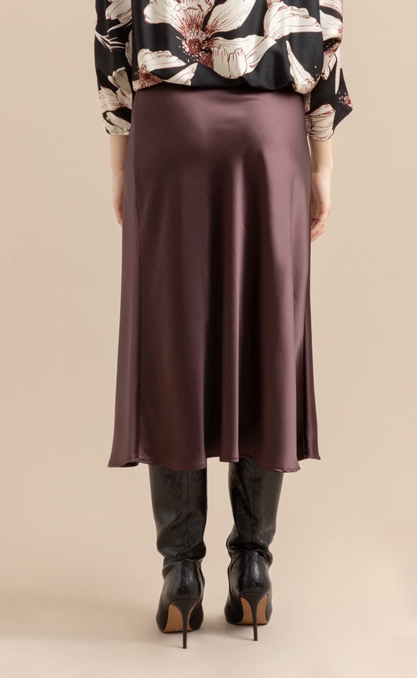 Satin Midi with Elastic Waist Chocolate