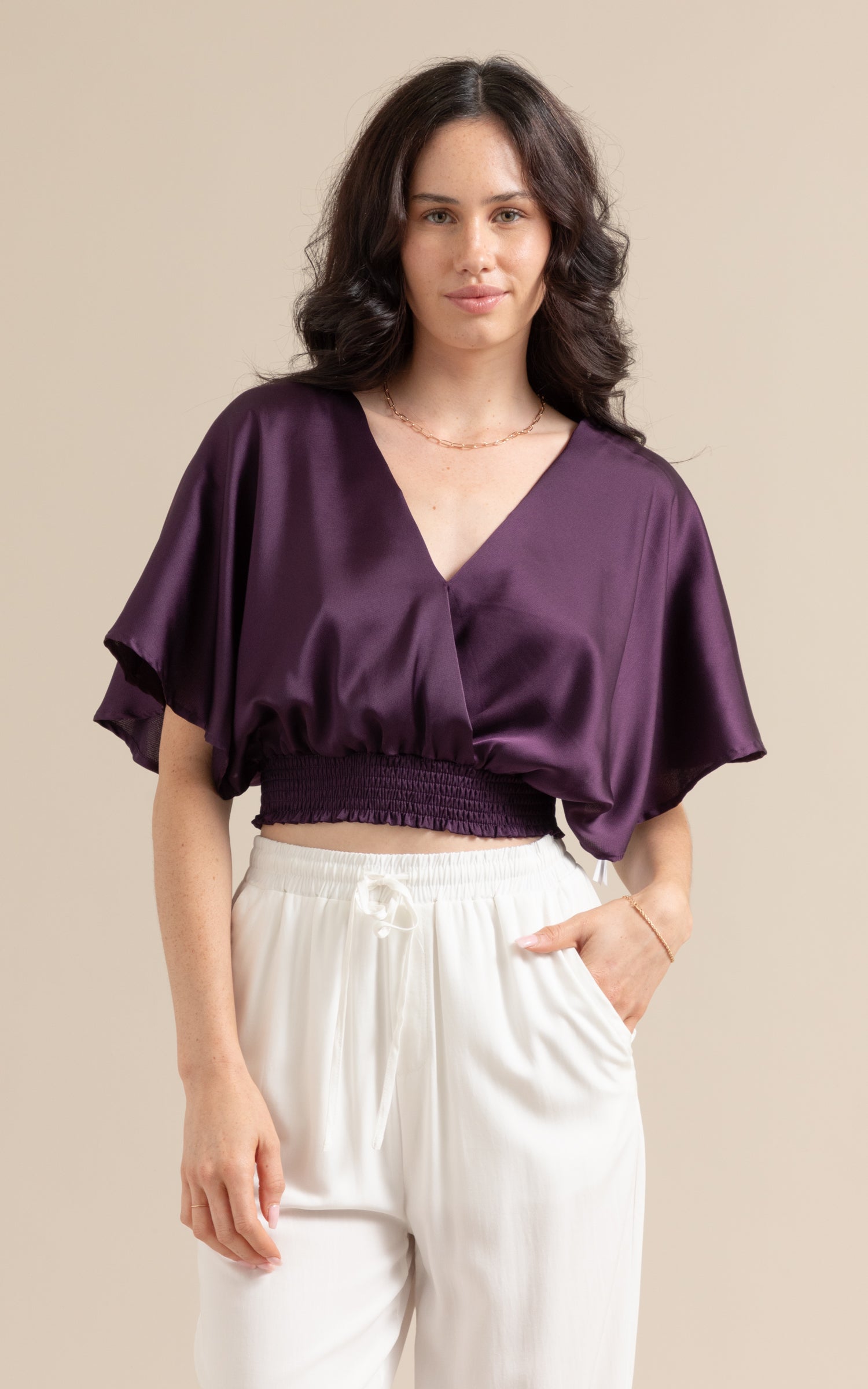 Satin cheap kimono top