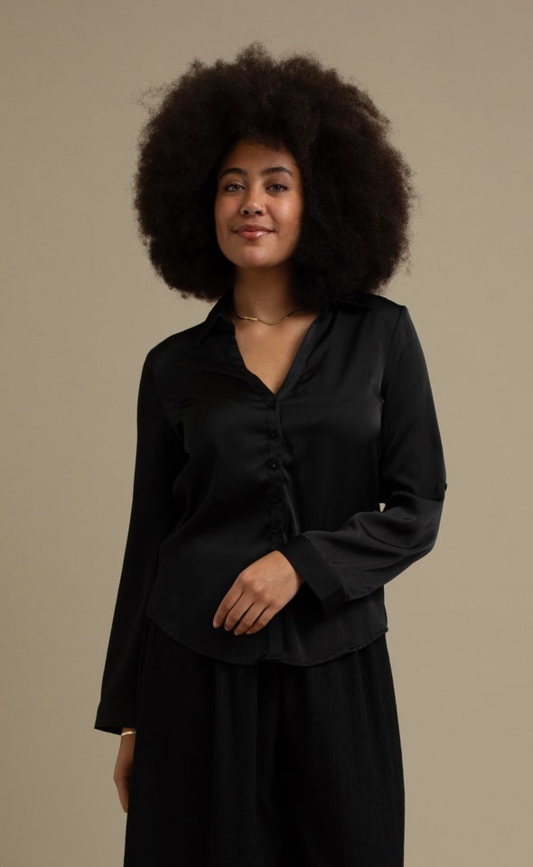 Satin Shirt Black