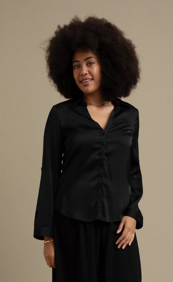 Satin Shirt Black