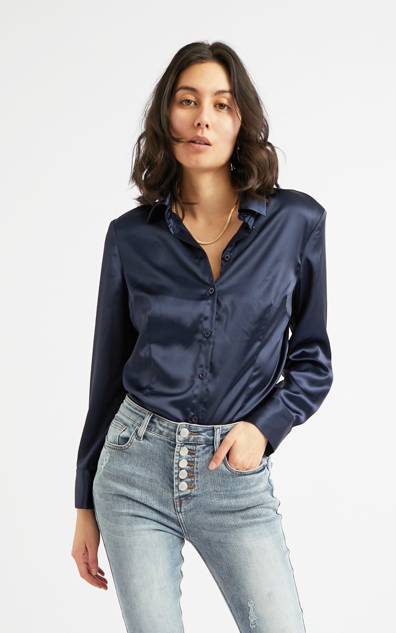 satin shirt bodysuit