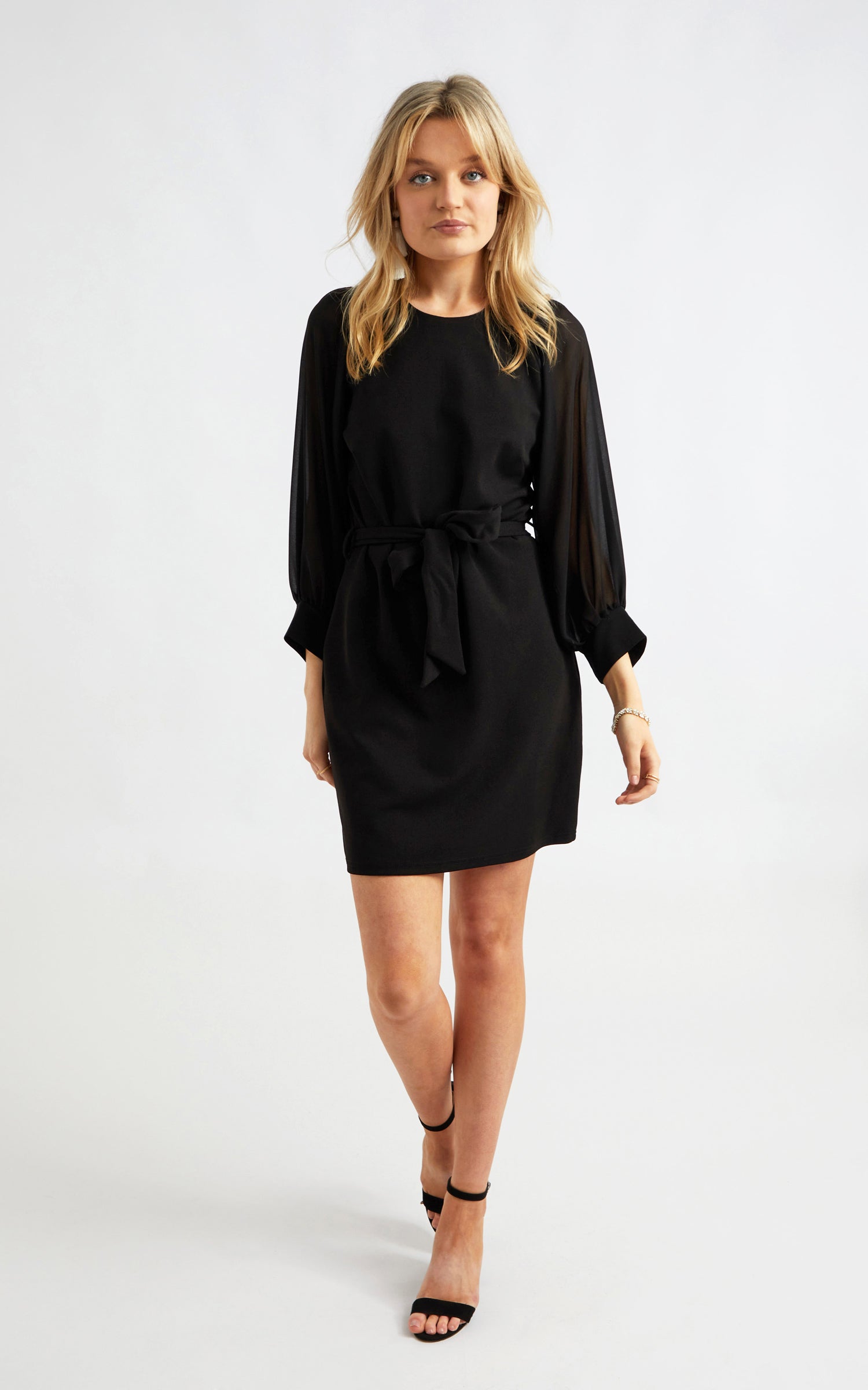 black shift dress chiffon sleeves