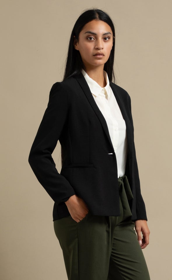 Single Button Blazer Black