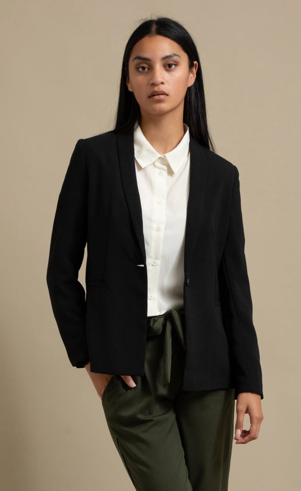 Single Button Blazer Black