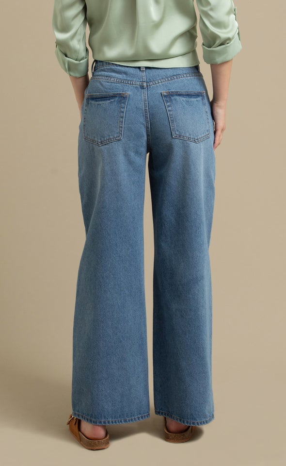 Soft Wide Leg Jeans Mid Blue