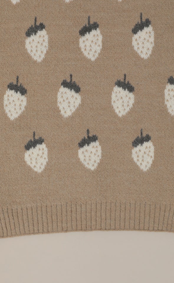 Strawberry Knit Scarf Beige/cream