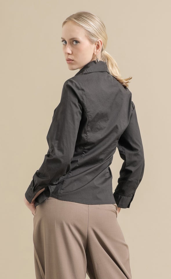 Stretch Poplin Shirt Black