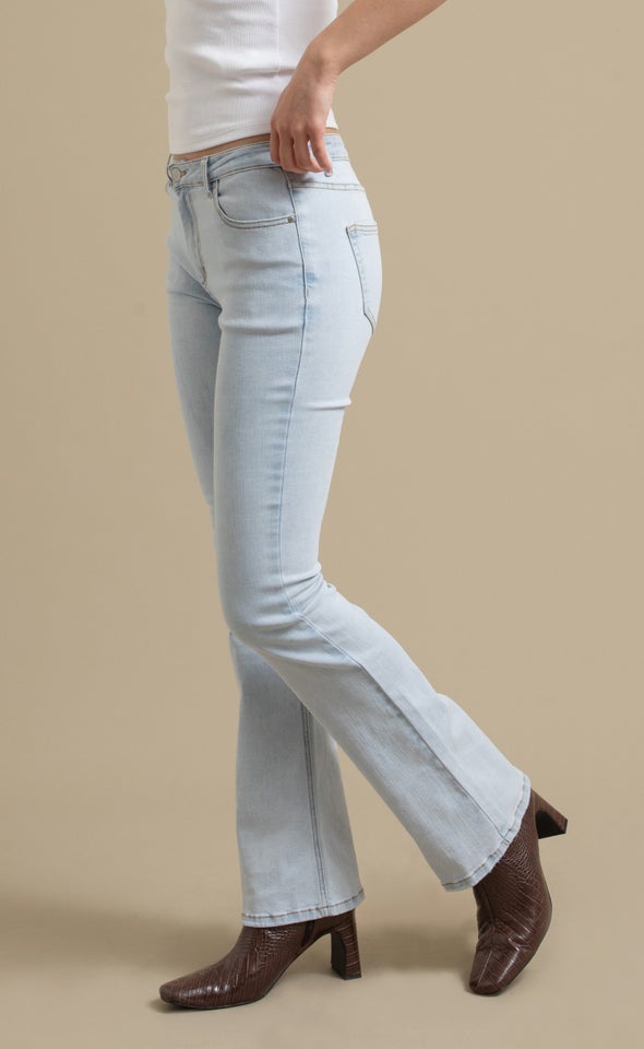 Super Light Low Rise Bootleg Jeans Pearl Blue