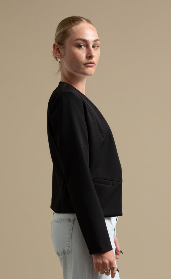 Tailored Blazer with Pockets Black