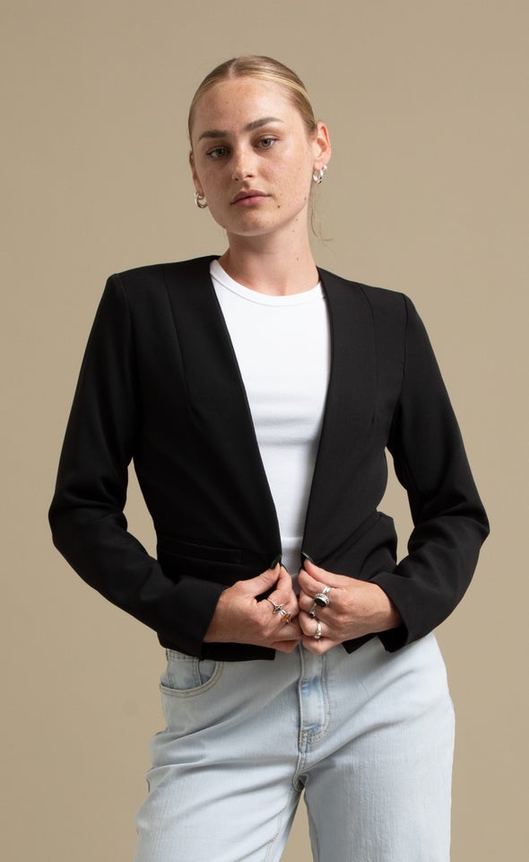 Tailored Blazer with Pockets Black