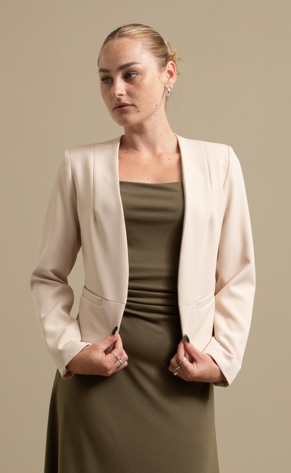 Tailored Blazer with Pockets Natural