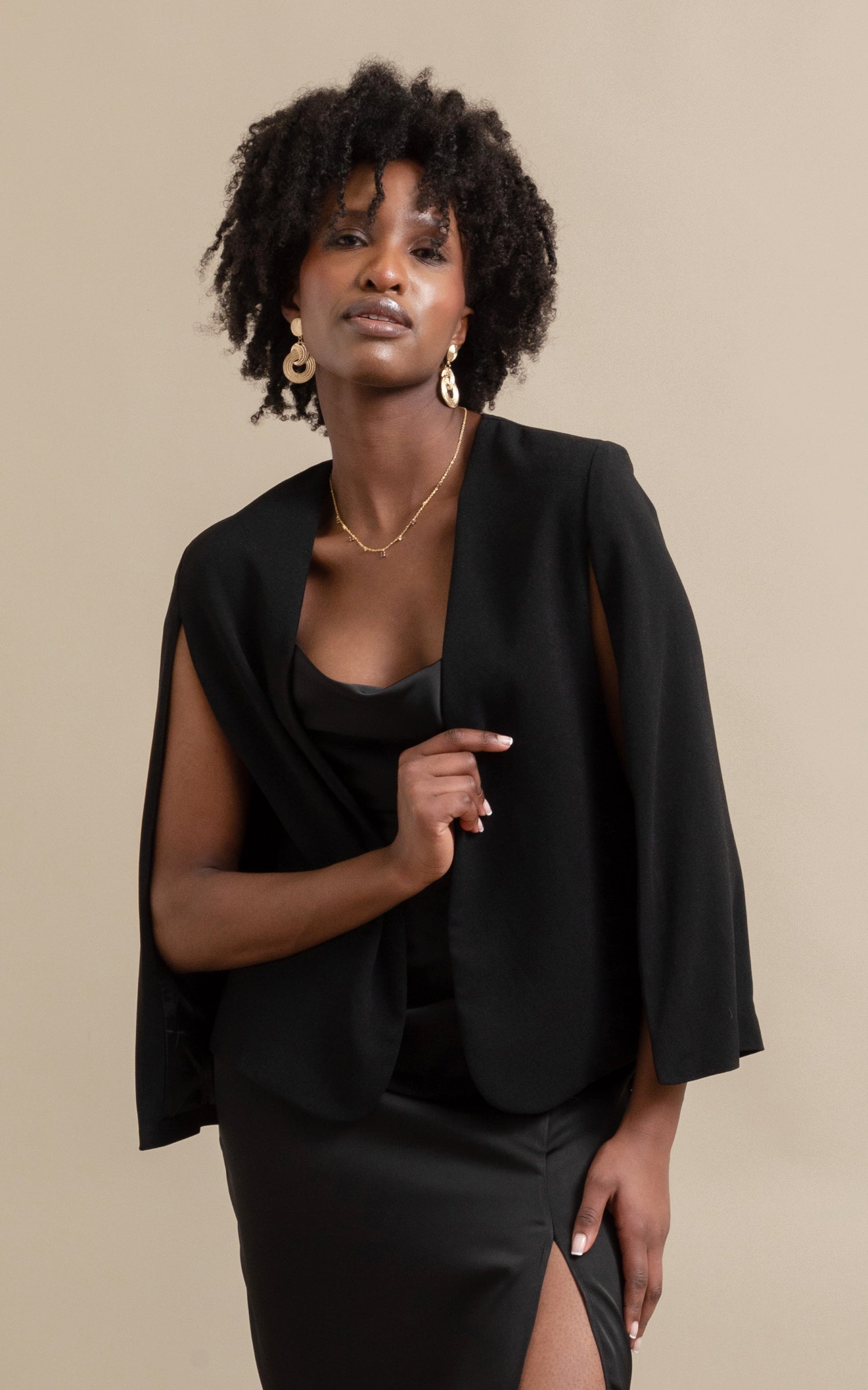 Black cape outlet jacket