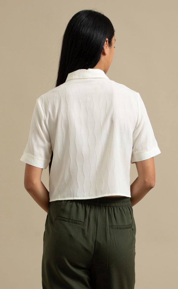 Textured CDC Cropped Shirt Cream