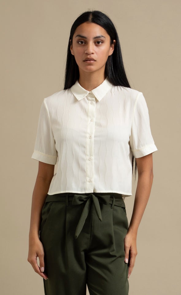 Textured CDC Cropped Shirt Cream