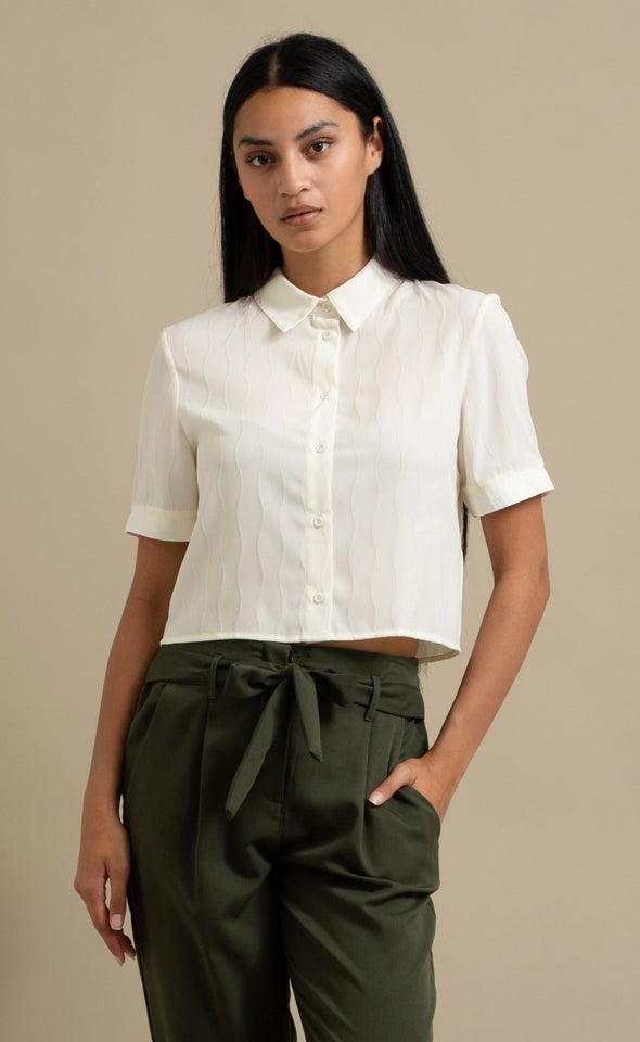 Textured CDC Cropped Shirt Cream