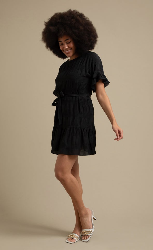 Textured CDC T-Shirt Dress Black