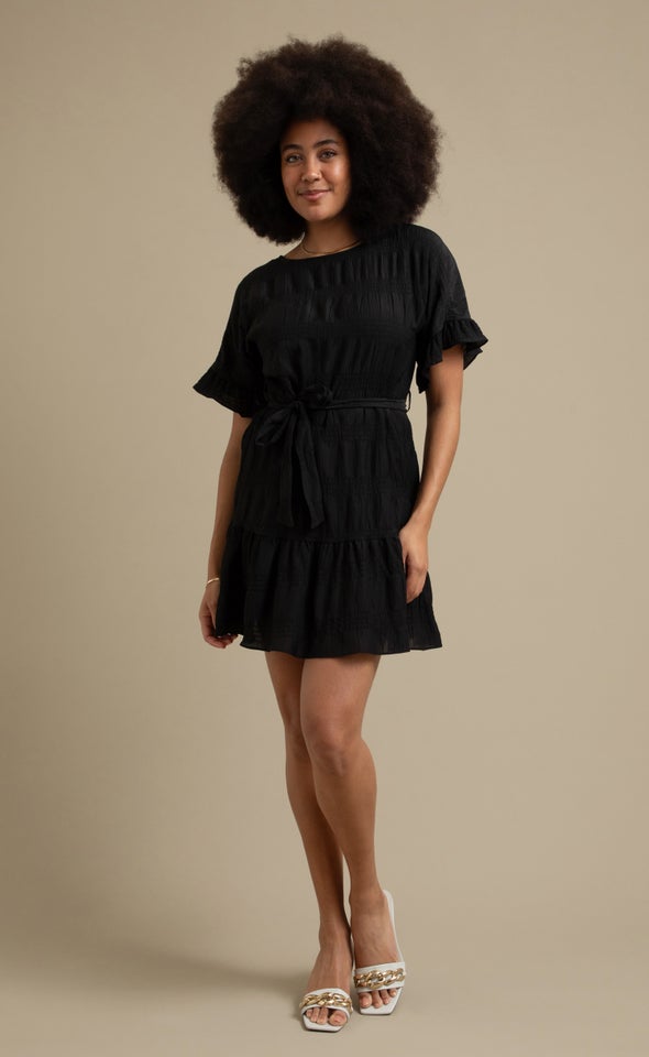 Textured CDC T-Shirt Dress Black