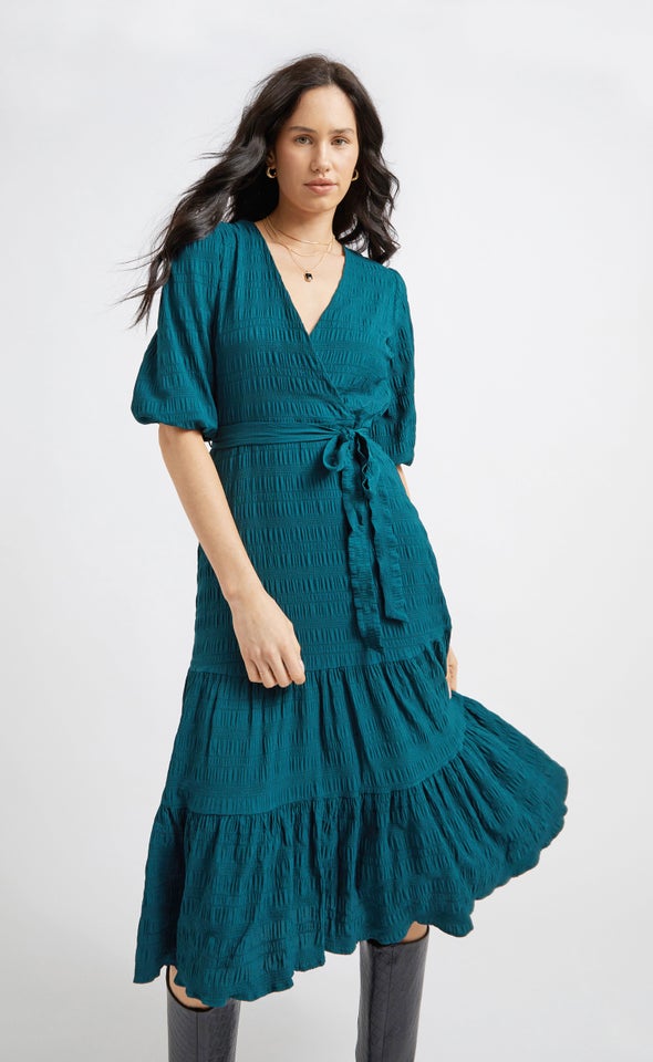 Textured CDC Wrap Midi Dress | Pagani