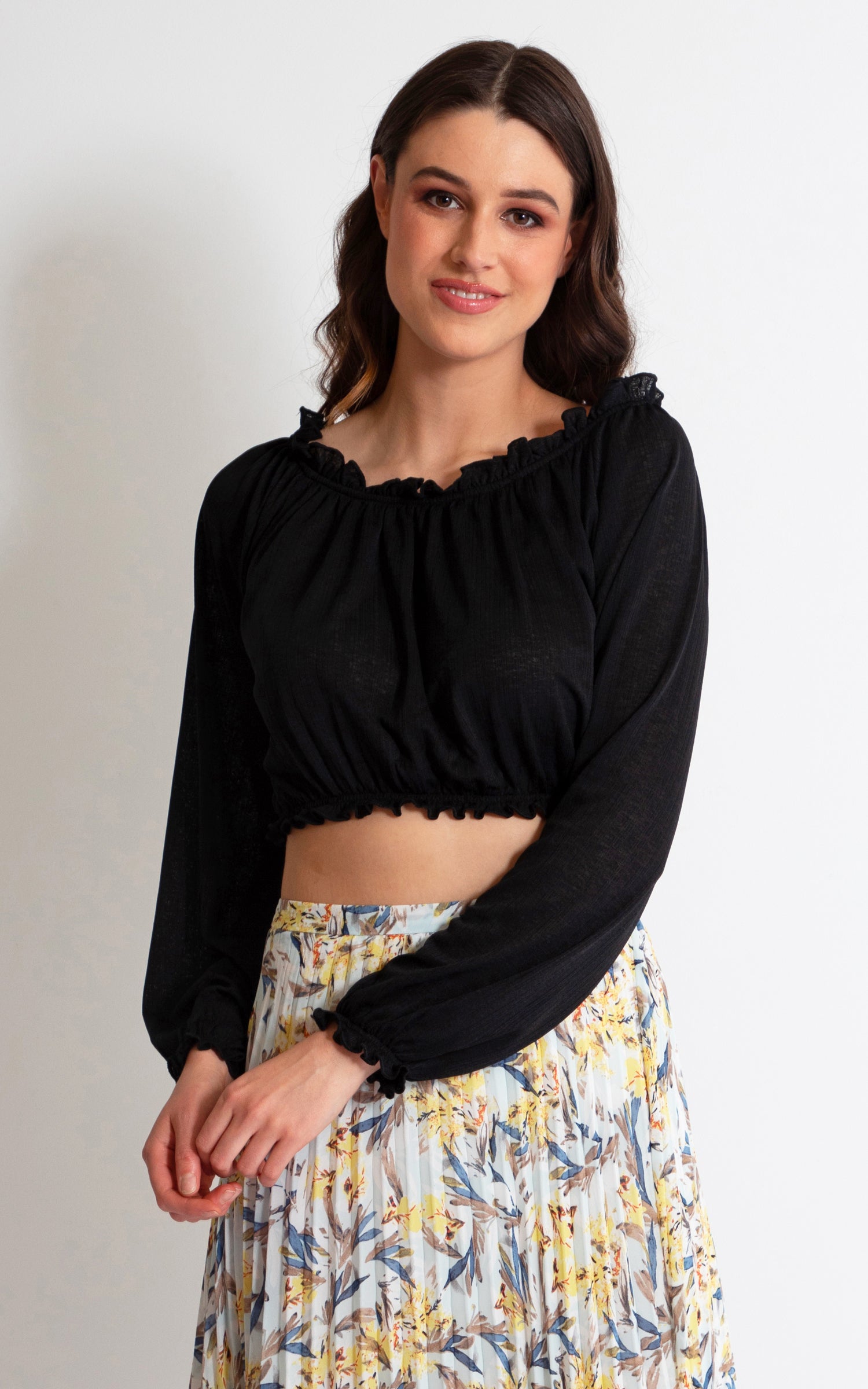 textured knitted gathered top