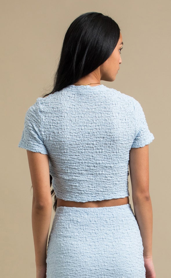 Textured Knit T-Shirt Ice Blue