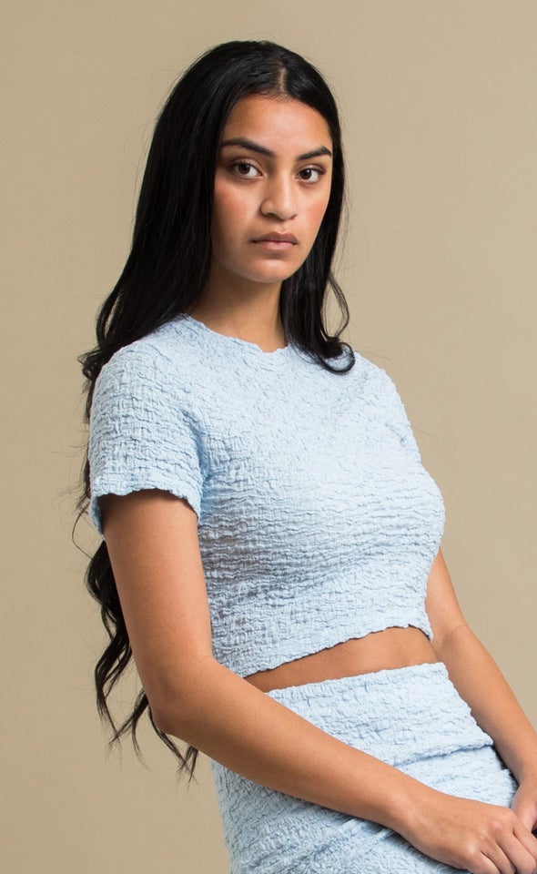 Textured Knit T-Shirt Ice Blue