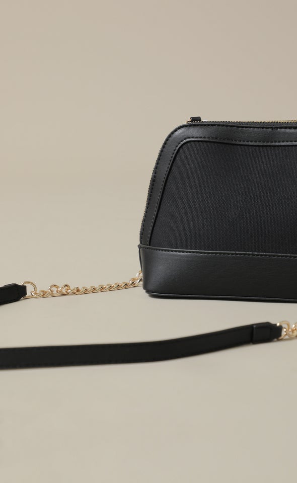 Textured PU Handbag Black