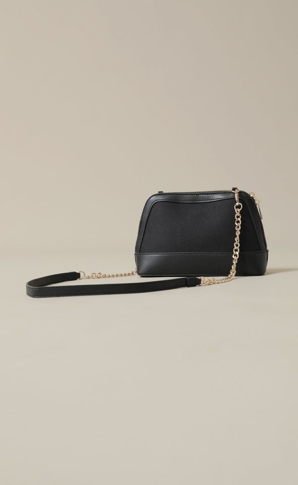 Textured PU Handbag Black