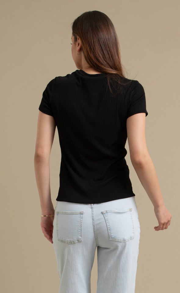 Textured Rib Tee Black