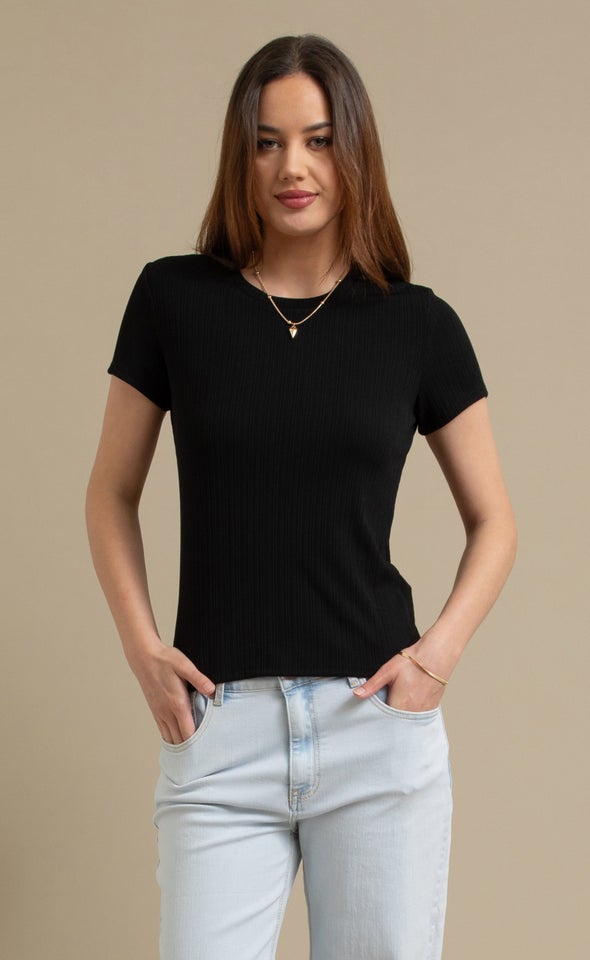 Textured Rib Tee Black