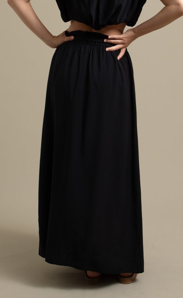 Tie Waist Maxi Skirt Black