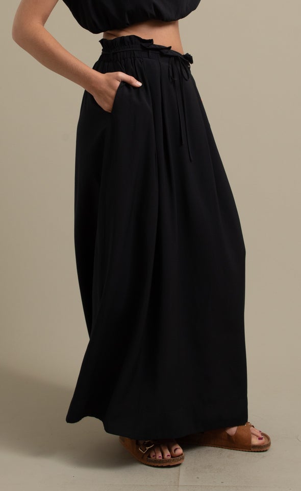 Tie Waist Maxi Skirt Black