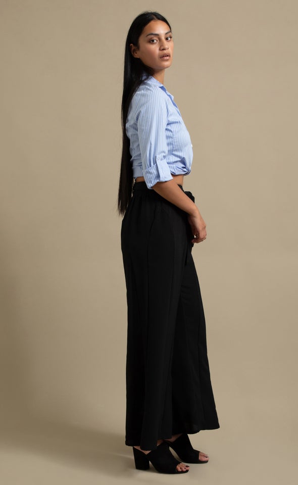 Tie Waist Palazzo Pant Black