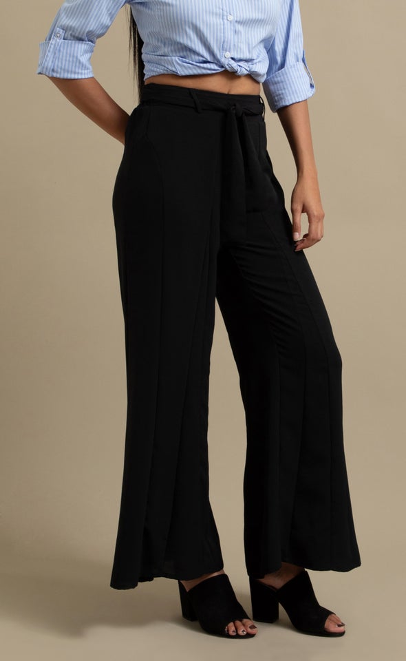 Tie Waist Palazzo Pant Black