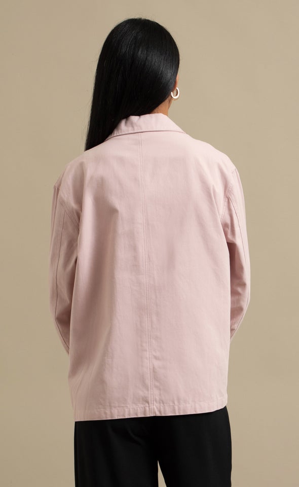 Twill Button Front Jacket Dusky