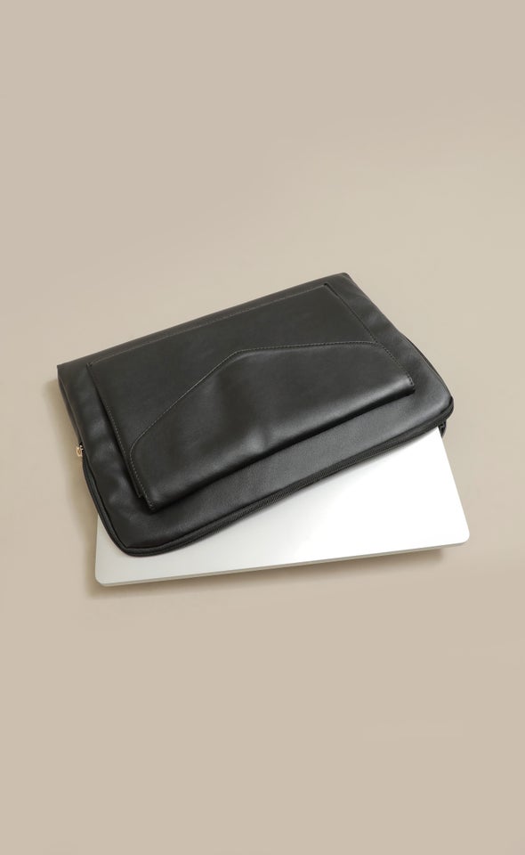 Vegan Leather Laptop Case Black