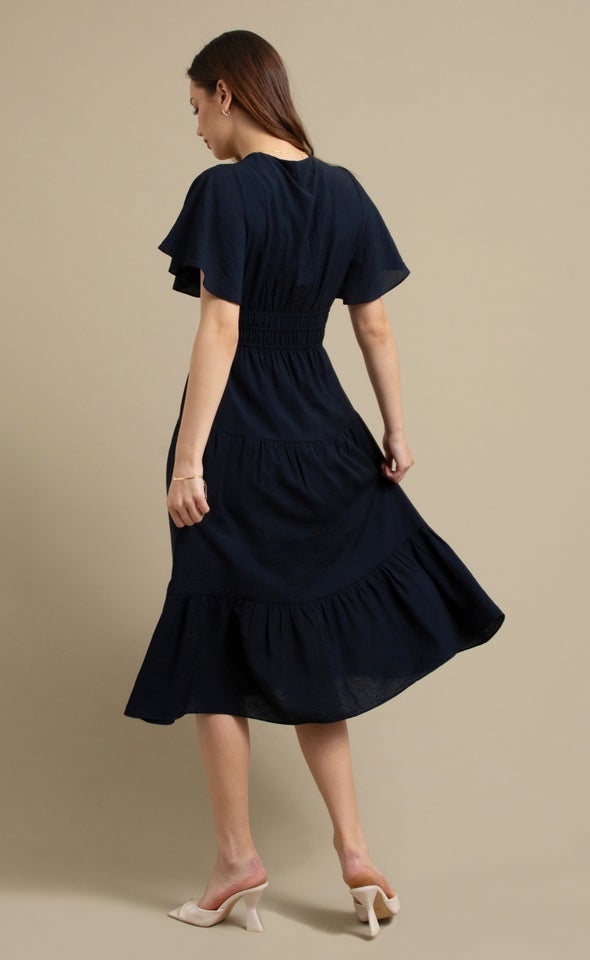 Voile Flutter Sleeve Dress Ink