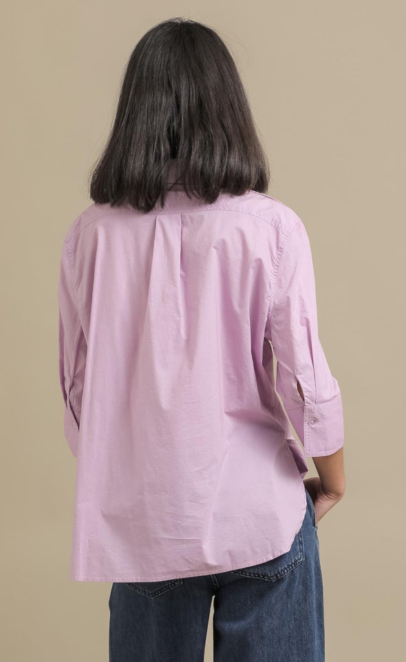 Wide Cuff V Neck Shirt Lilac