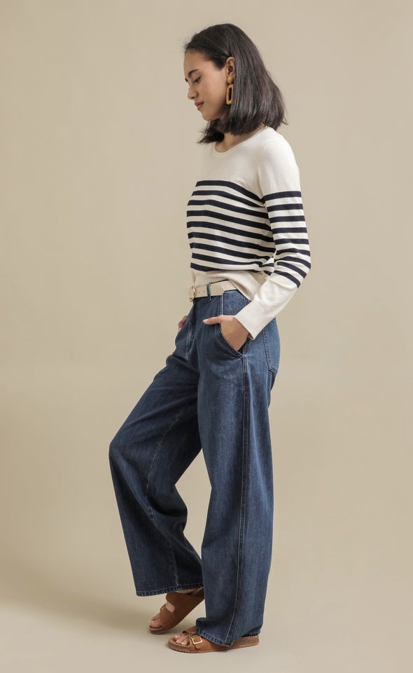 Wide Leg Angle Pocket Jeans Indigo