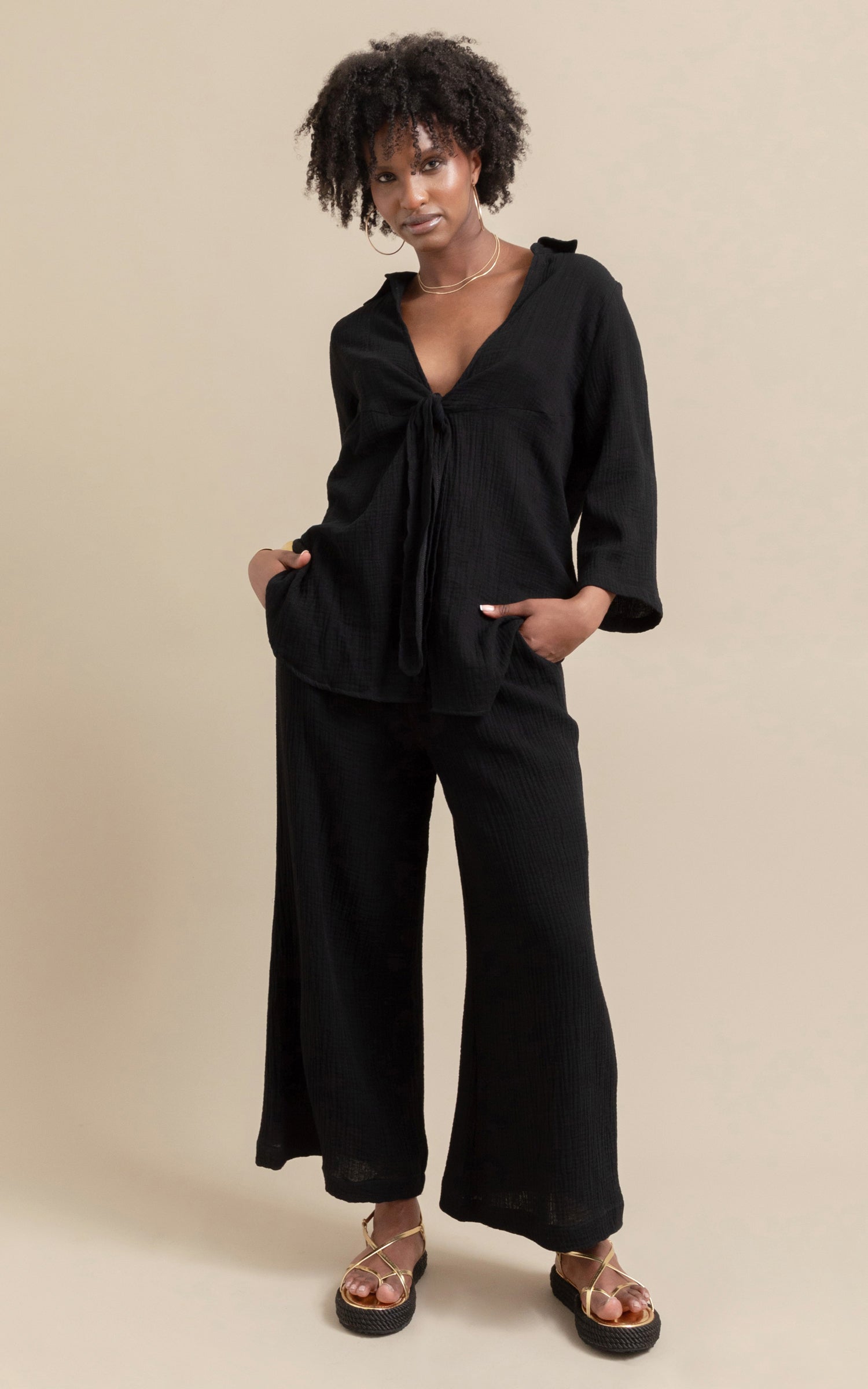 Wide Leg Elastic Waist Pant Pagani