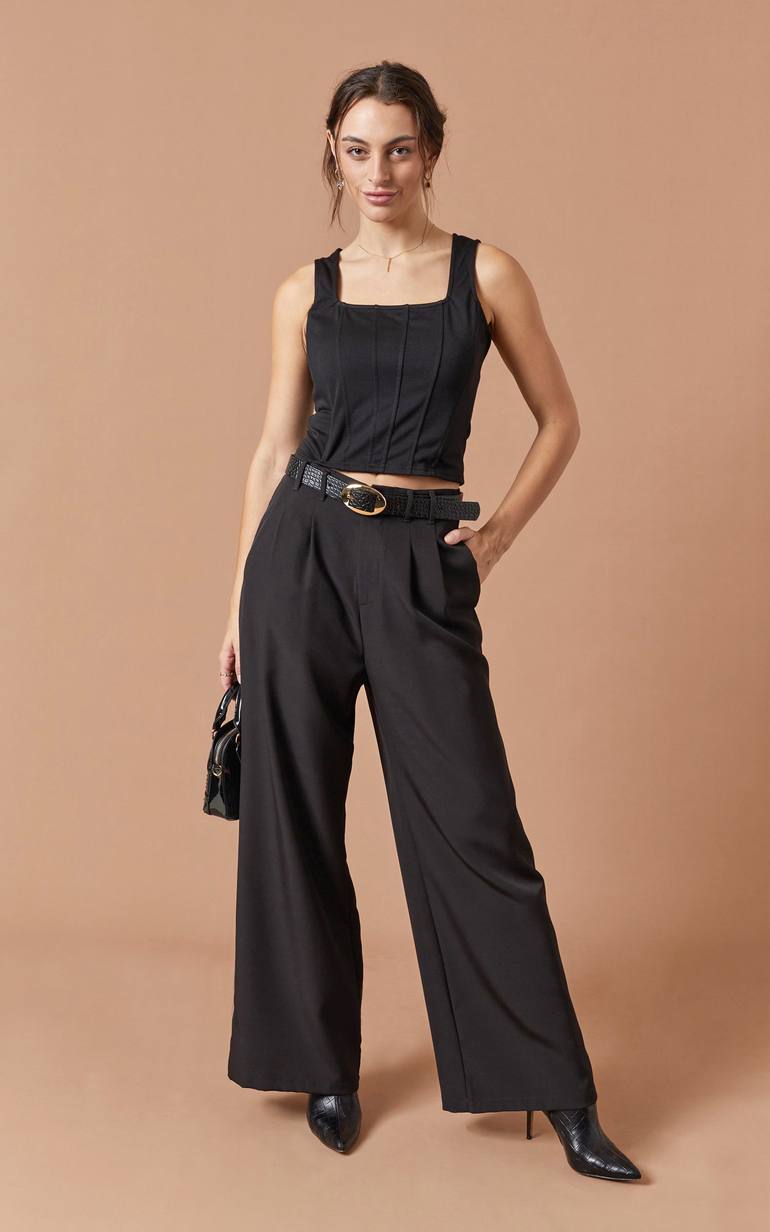 black wide leg ankle pants