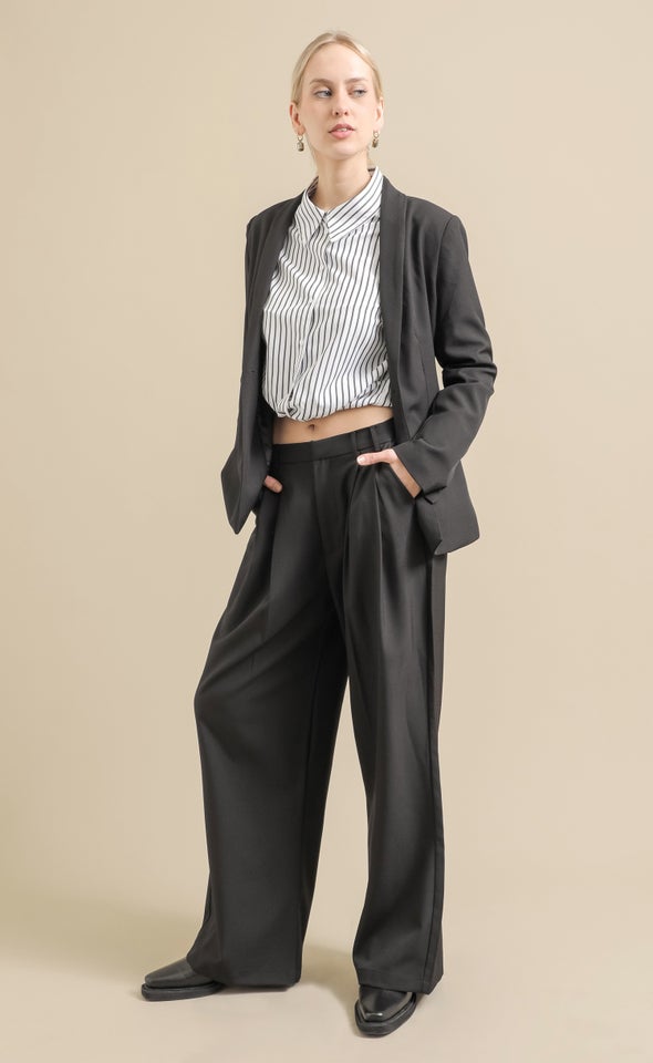 Wide Leg Suiting Pants Black