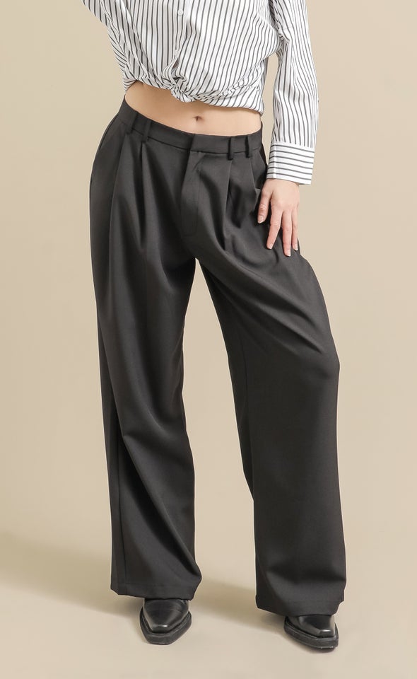 Wide Leg Suiting Pants Black