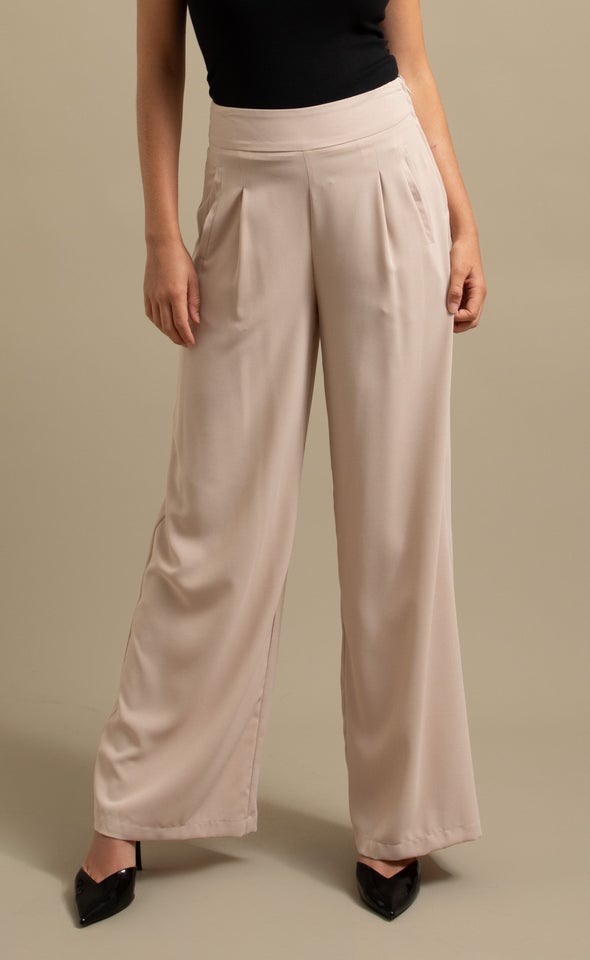 Wide Leg Suiting Pants Natural