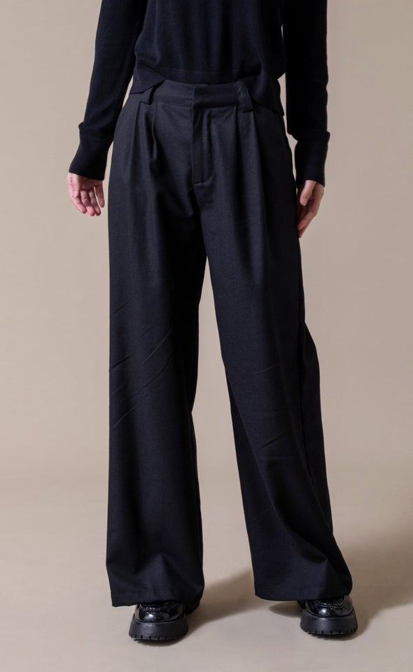 Winter Tailored Wide Leg Pants Black