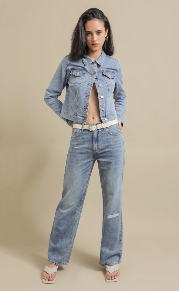 Worn In Wide leg Jeans Blue