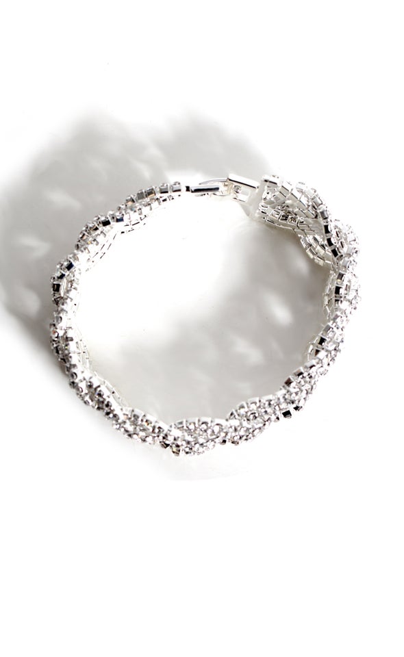 Woven Diamante Bracelet Silver