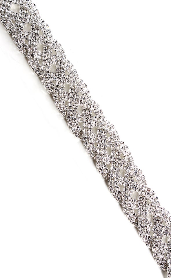 Woven Diamante Bracelet Silver