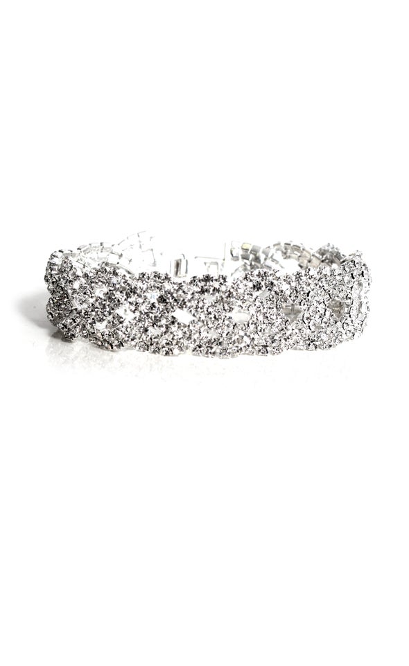 Woven Diamante Bracelet Silver