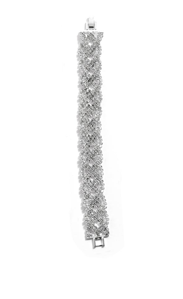 Woven Diamante Bracelet Silver